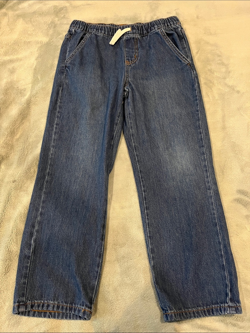 Cat & Jack Dark Blue Kids Denim Jeans with White Drawstring